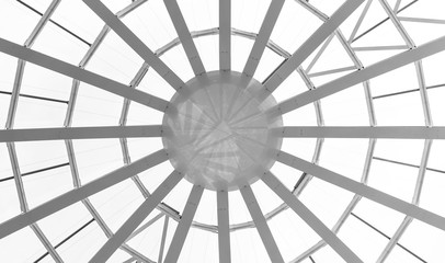 Glass roof and windows in modern office building