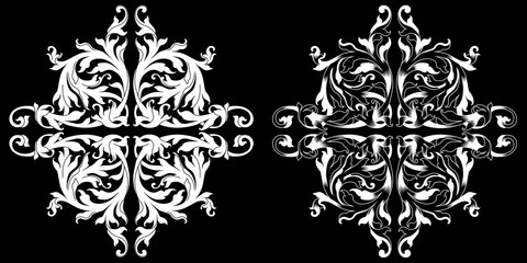 Fototapeta na wymiar Set of vintage baroque ornament, corner. Retro pattern antique style acanthus. Decorative design element filigree calligraphy vector. - stock vector
