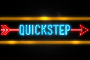 Quickstep  - fluorescent Neon Sign on brickwall Front view