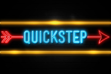 Fototapeta premium Quickstep - fluorescent Neon Sign on brickwall Front view