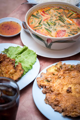 Food on the plate.