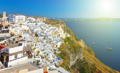 Obraz premium Biała architektura jodły wioska na Santorini wyspie, Grecja