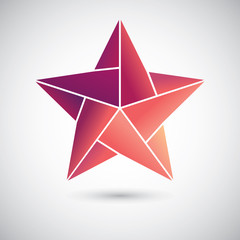 origami star with shadow on the gray background