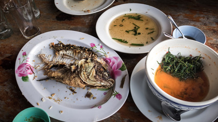 Food on the plate.