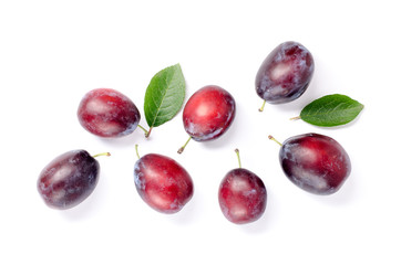 plums on white background