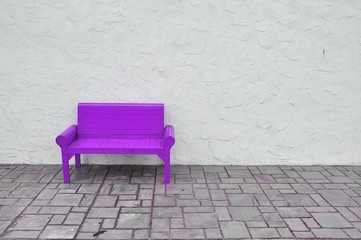 violet chair on white background,red Chair wooden on white wall