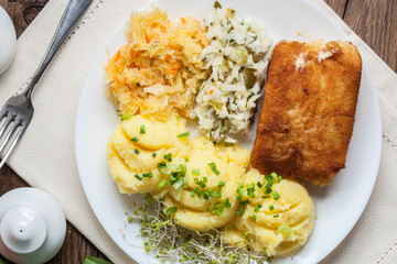 Fried fish fillet of cod.