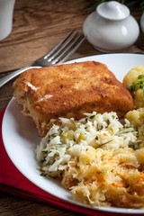 Fried fish fillet of cod.