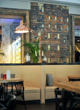 Elements of the interior of a cozy cafe. Good mood. Blurred background. Interior decor
