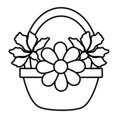 Flowers in basket icon vector illustration graphic design