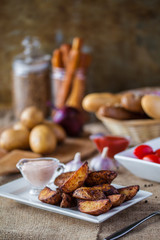 baked potatoes in a rustic manner