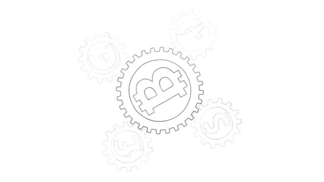 dependency - rotating cogwheels endless loop