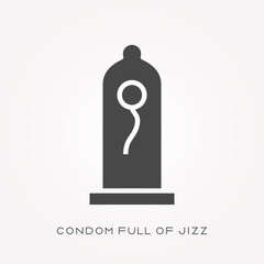 Silhouette icon condom full of jizz