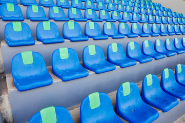 Obraz premium Bench seat watch in football stadium