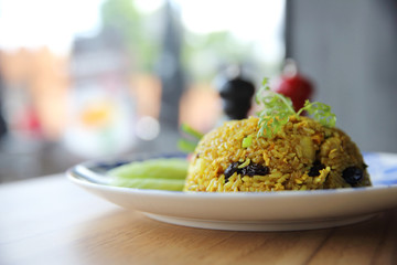 Pineapple fried rice , Fried rice with pineapple raisin chicken , Thai food