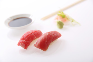 Tuna sushi isolated in white background