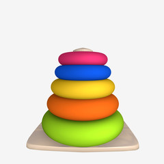 Lernspielzeug für Kleinkinder, Greifringe, auf weiß isoliert.