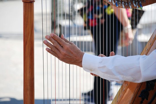 Hombre tocando el arpa