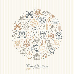 Christmas and new year outline icon decoration