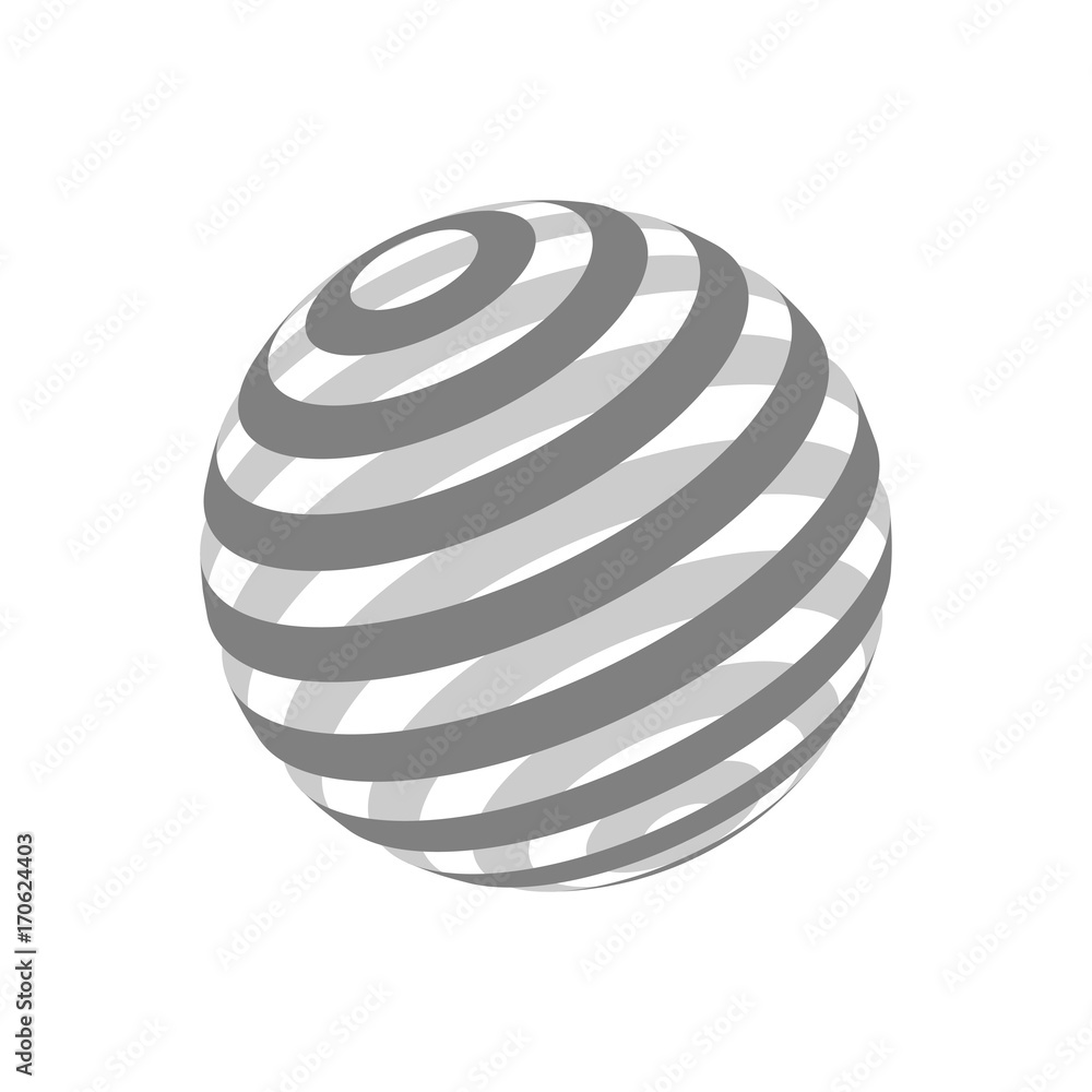Poster abstract globe 3d band sphere logo design element. 3d vector background. black and white vector illu