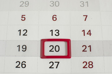date of today shown by white calendar