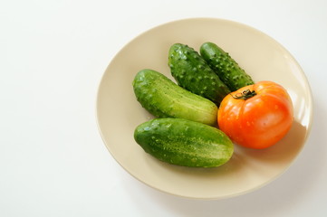 fresh cucumbers and tomato