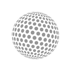 Abstract globe dotted sphere. 3d halftone effect vector background. Black and white vector illustration.