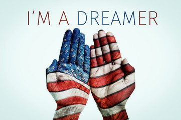 text I am a dreamer and American flag