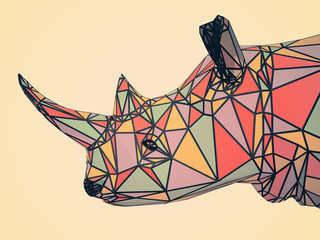 Fototapeta premium 3D ilustracja płaskiej głowy nosorożca