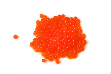 red caviar on white background