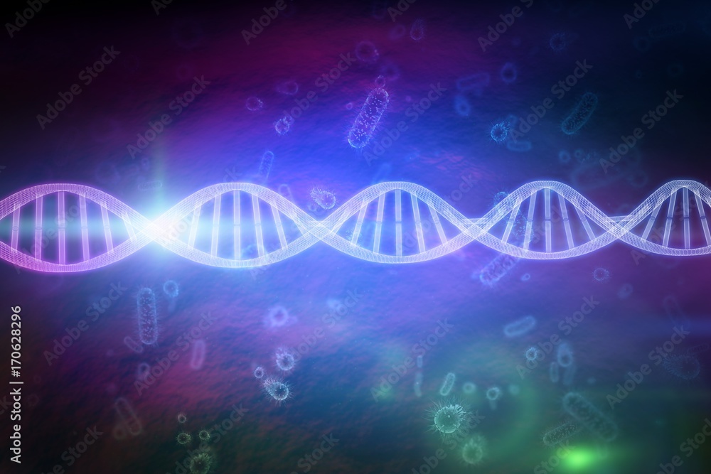 Poster composite image of close up of 3d dna