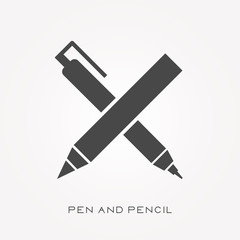 Silhouette icon pen and pencil