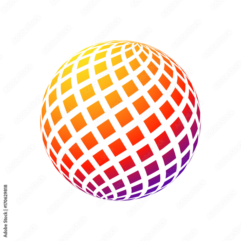 Aufkleber abstract globe dotted sphere. 3d halftone effect vector background. color vector illustration.