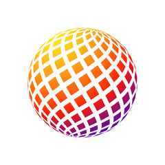 Abstract globe dotted sphere. 3d halftone effect vector background. Color vector illustration.