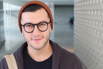 Retro styled handsome ethnic man with glasses