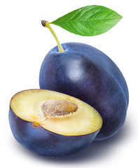 Blue plum isolated on white background