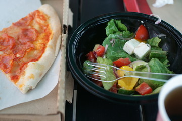 Pizza and salad