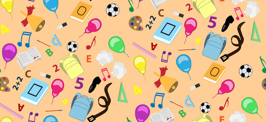 Seamless school pattern with school supplies