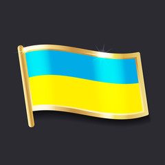 flag of Ukraine in the form of badge, flat image