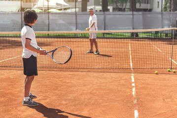 Confident tennis players ready for game