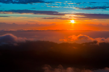Beautiful view from the top of Batur volcano. Bali, Indonesia