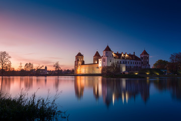 Grand view to Castle of Mir, Minsk Region, Belarus.