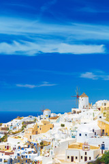 Obraz na płótnie Canvas View of Oia the most beautiful village of Santorini island in Greece.
