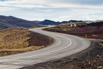 Road zigzag in the volcanic mountains of Iceland