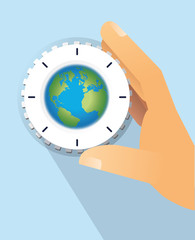 Illustration Hand dreht an Thermostat