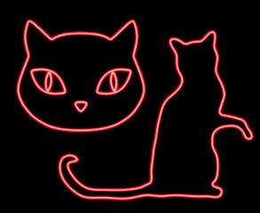 Neon glowing cats