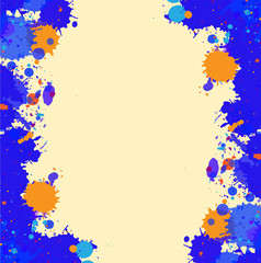 Watercolor paint splashes frame