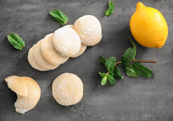 Homemade cookies with lemon flavor on table