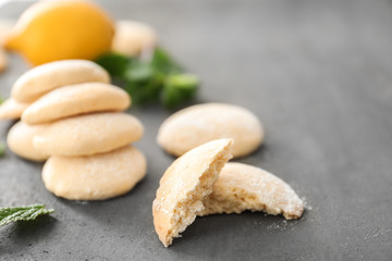 Fototapeta na wymiar Homemade cookies with lemon flavor on table