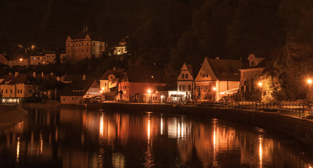 Fototapeta na wymiar Cesky Krumlov in night, Czech Republic